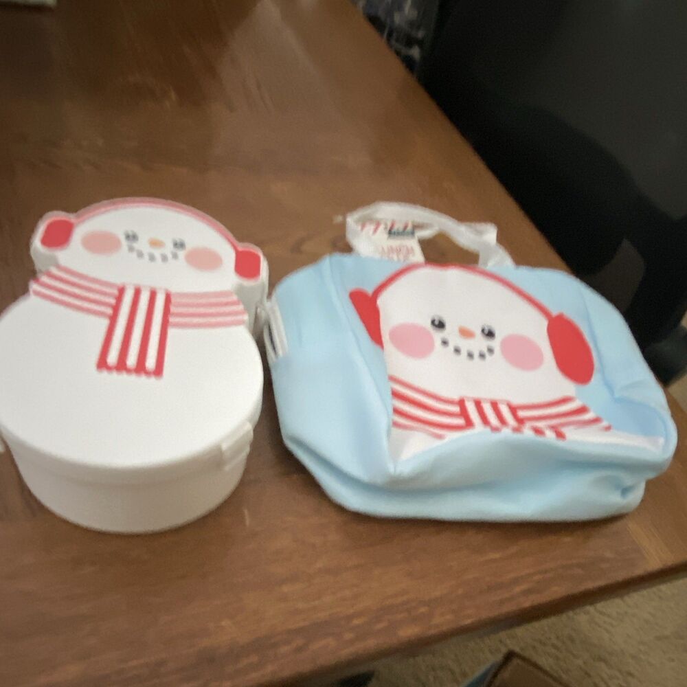 Horizon Group USA Snowman Kids Lunch Bag & Bento Box Set, 5-Comp Snap Lid